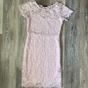 Pink floral lace dress